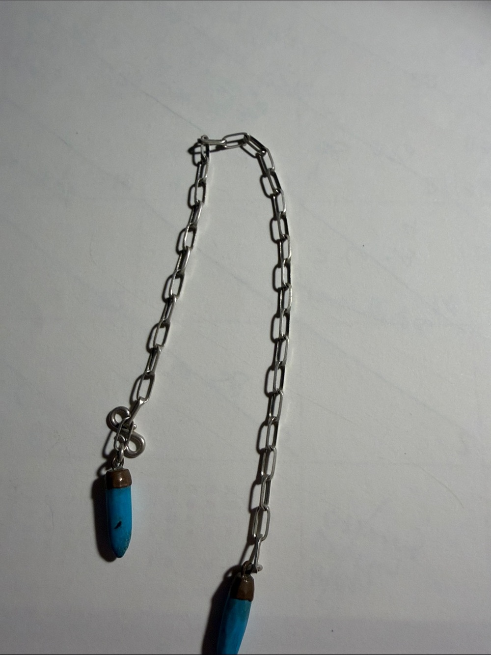 Sterling Silver Chain bracelet with Blue Turquoise Drop